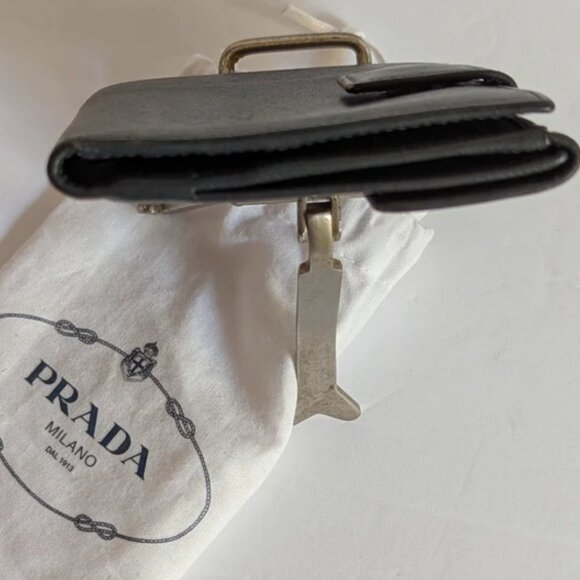 Prada Textured Gray Trifold Wallet with Dust Bag - Picture 9 of 16